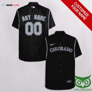 Custom Colorado Rockies Black & Gray Hawaiian Shirt - Personalized MLB Fan Apparel