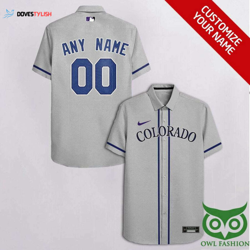 Personalized Colorado Rockies Gray Hawaiian Shirt – Custom Blue Design