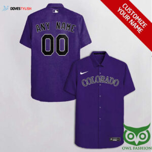 Custom Colorado Rockies Purple Hawaiian Shirt with Team Sleeve Designs