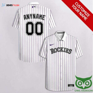 Custom Colorado Rockies White Purple Striped Hawaiian Shirt - Unique Style!