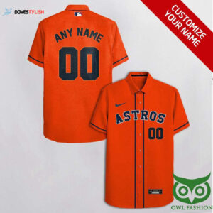 Custom Houston Astros Orange & Gray Hawaiian Shirt - Personalized Fan Apparel