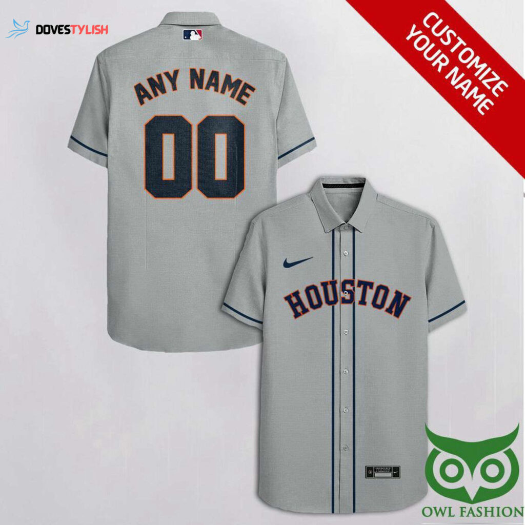 Personalized Houston Astros Gray & Dark Blue Hawaiian Shirt – Custom MLB Fan Gear