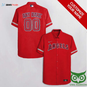 Los Angeles Angels Red & Gray Cassette Hawaiian Shirt - Customized Design