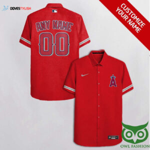Personalized Los Angeles Angels Red & Gray Hawaiian Shirt - Custom MLB Apparel