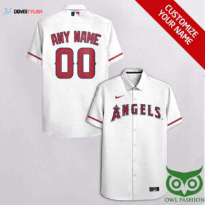 Custom Los Angeles Angels White Red Cassette Hawaiian Shirt - Personalized Fan Gear