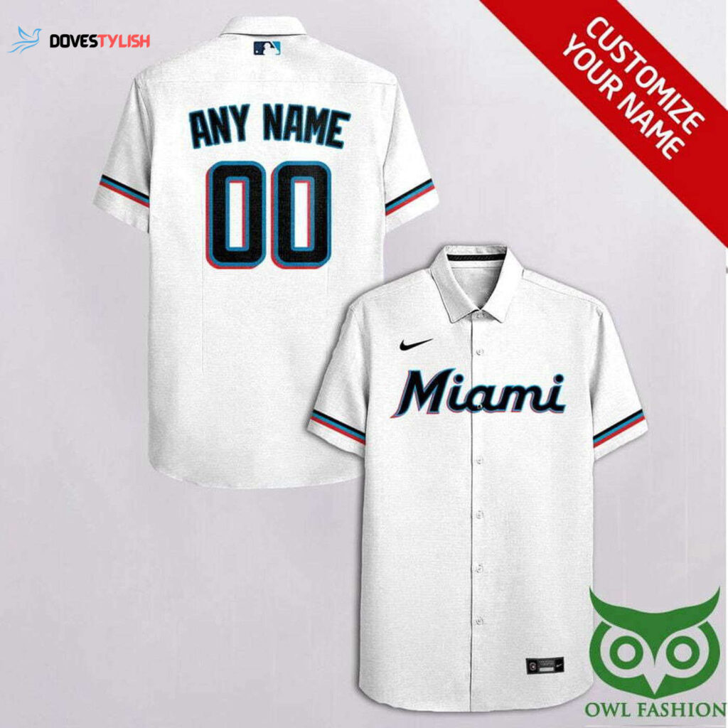 Custom Miami Marlins White Black Cassette Hawaiian Shirt – Personalized MLB Fan Apparel
