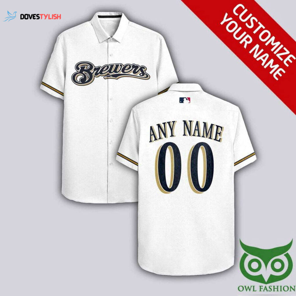 Milwaukee Brewers Custom White Yellow Blue Hawaiian Shirt – Personalized MLB Fan Apparel