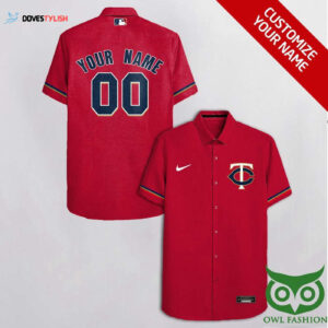 Custom Minnesota Twins Red Hawaiian Shirt - White Team Logo - Official Merchandise