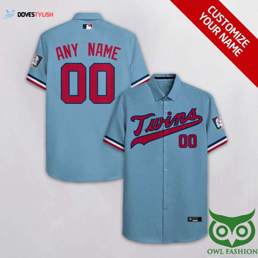 Minnesota Twins Sky Blue Hawaiian Shirt with Custom Team Name – Red Personalized MLB Apparel