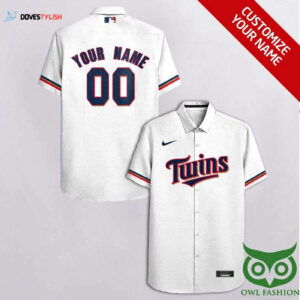 Personalized Minnesota Twins White Blue Hawaiian Shirt - Custom MLB Fan Apparel