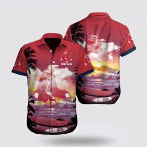MLB Boston Red Sox Fan Wave Pattern Hawaiian Shirt – Customized MLB Gear