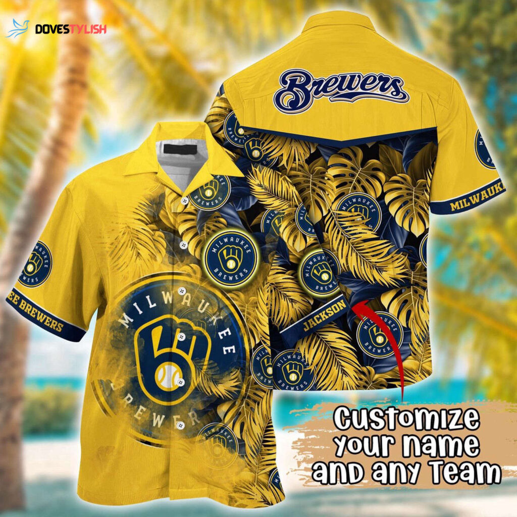 MLB Milwaukee Brewers Custom Hawaiian Shirt: Radiant Rhythms for Fans MLB Milwaukee Brewers Custom Hawaiian Shirt: Radiant Rhythms for Fans