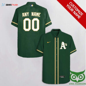 Oakland Athletics Custom Dark Green Yellow Hawaiian Shirt - Official Team Gear