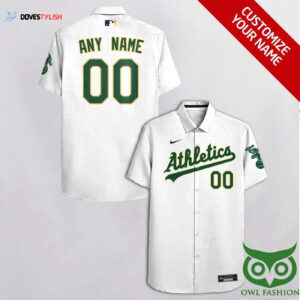 Oakland Athletics White & Green Cassette Hawaiian Shirt - Customized Design