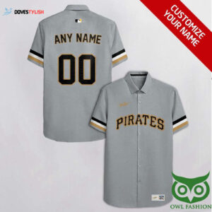 Pittsburgh Pirates Custom Gray Hawaiian Shirt with Golden Name - Unique & Stylish