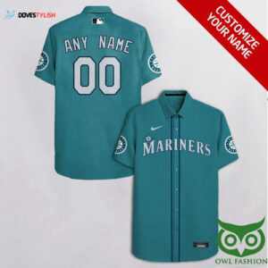 Seattle Mariners Custom Turquoise Hawaiian Shirt with Team Logo Sleeves