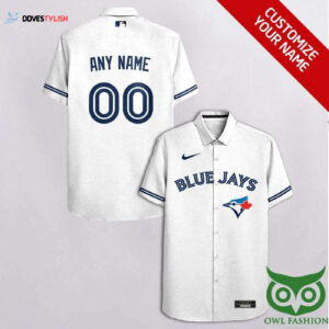 Personalized Toronto Blue Jays White & Sapphire Blue Cassette Hawaiian Shirt