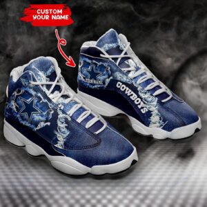 Personalized Dallas Cowboys Air Jordan 13 Youth Sneakers – Custom Name Option