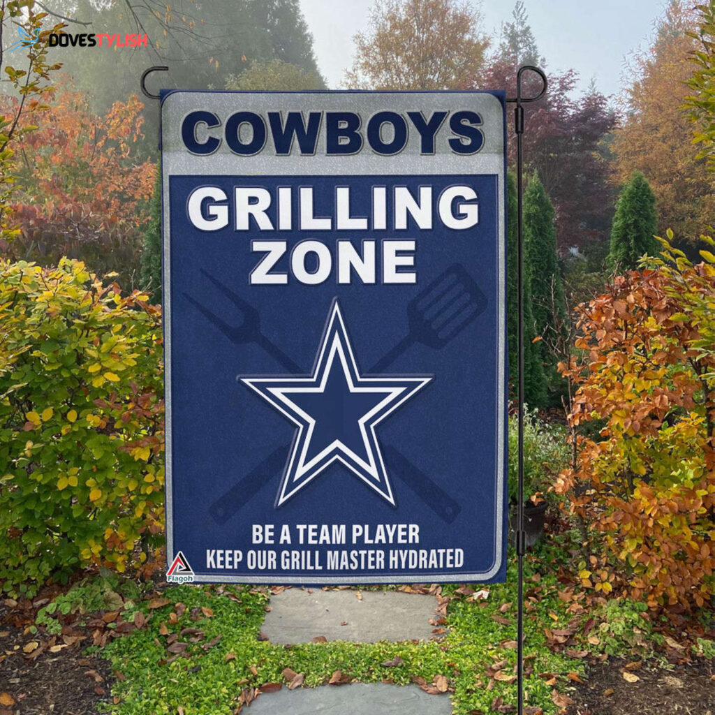 Dallas Cowboys Grilling Zone Flag, Cowboys Football Fans BBQ Flag – House Garden Decor Gift