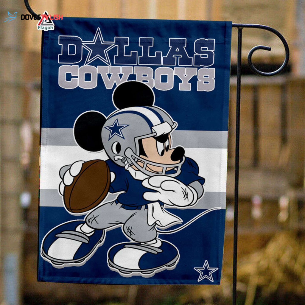 Dallas Cowboys x Mickey Football Flag, NFL Premium Flag – House Garden Decor Gift