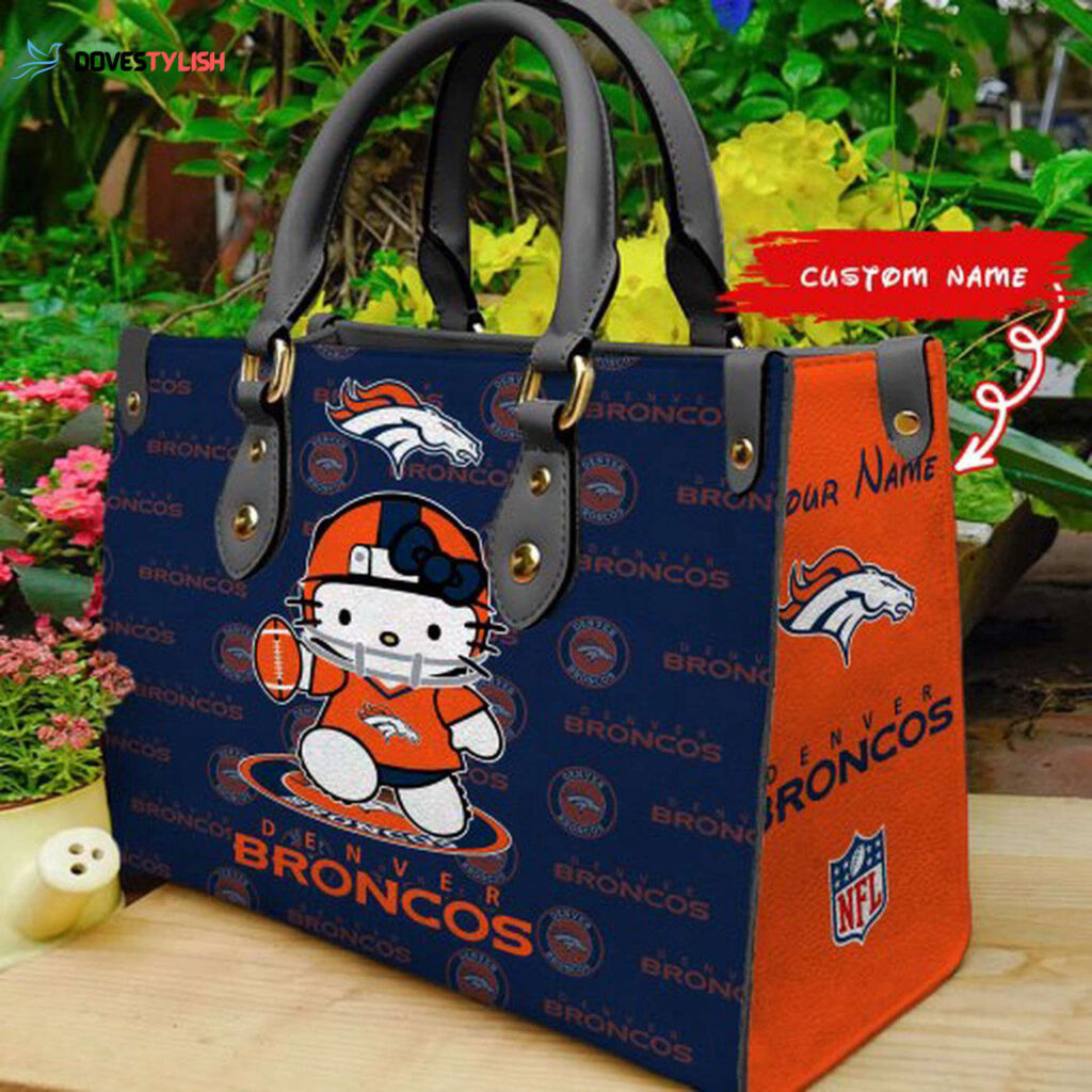 Denver Broncos Kitty Women Custom Name Leather Hand Bag Denver Broncos Kitty Women Custom Name Leather Hand Bag