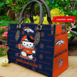 Denver Broncos Kitty Women Custom Name Leather Hand Bag