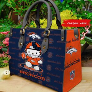 Denver Broncos Kitty Women Custom Name Leather Hand Bag 3