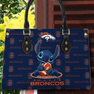 Denver Broncos Stitch Women Custom Name Leather Hand Bag