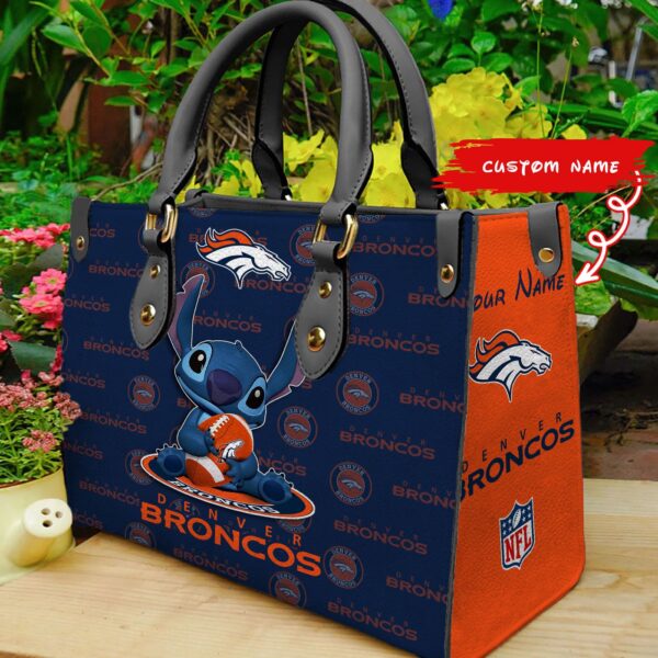 Denver Broncos Stitch Women Custom Name Leather Hand Bag