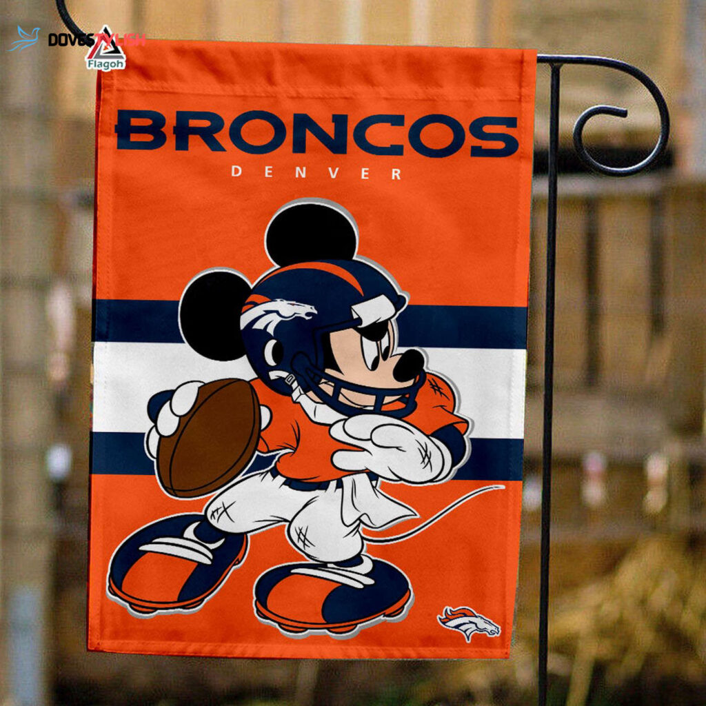Denver Broncos x Mickey Football Flag, NFL Premium Flag – House Garden Decor Gift