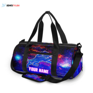 Detroit Lions Emblem Galaxy Personalized Name Travel Bag Gym Bag