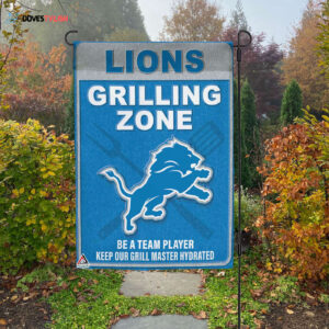 Detroit Lions Grilling Zone Flag, Lions Football Fans BBQ Flag - House Garden Decor Gift