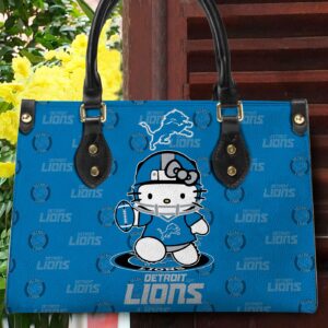 Detroit Lions Kitty Women Custom Name Leather Hand Bag 3