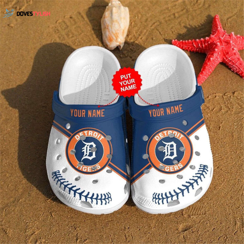 Detroit Tigers Custom Name Clogs Shoes Crocband Clog Comfortable Water Shoes Detroit Tigers Custom Name Clogs Shoes Crocband Clog Comfortable Water Shoes