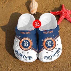Detroit Tigers Custom Name Clogs Shoes Crocband Clog Comfortable Water Shoes
