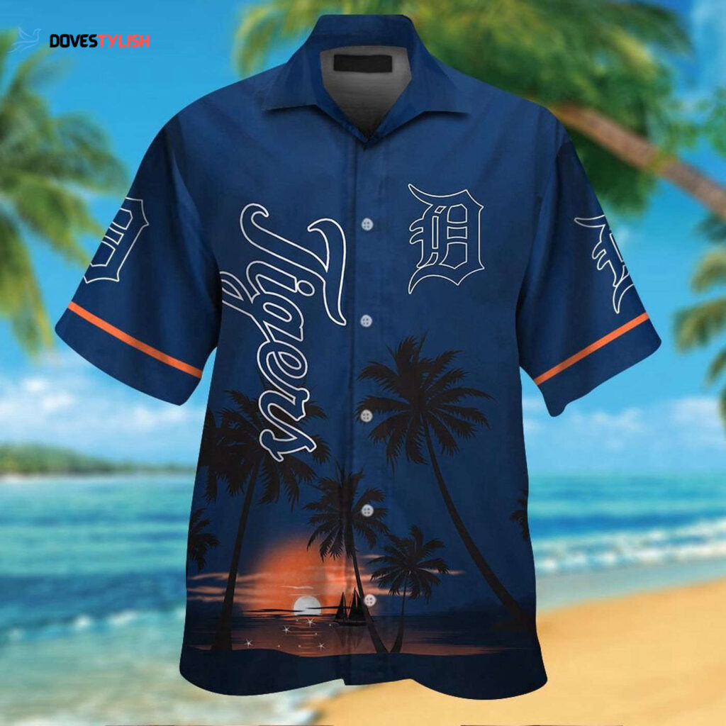 Detroit Tigers Hawaiian Shirt Set for Fans – Short Sleeve Button Up Tropical Aloha Shirt for Men and Women