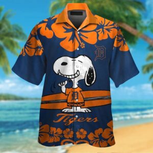 Official Detroit Tigers Snoopy Hawaiian Shirt Set for Men Women and Kids