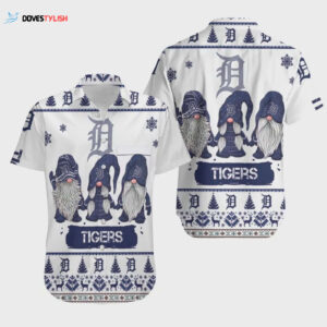 Detroit Tigers Hawaiian Shirt with Tropical Leaf Pattern - Official MLB Merchandise
