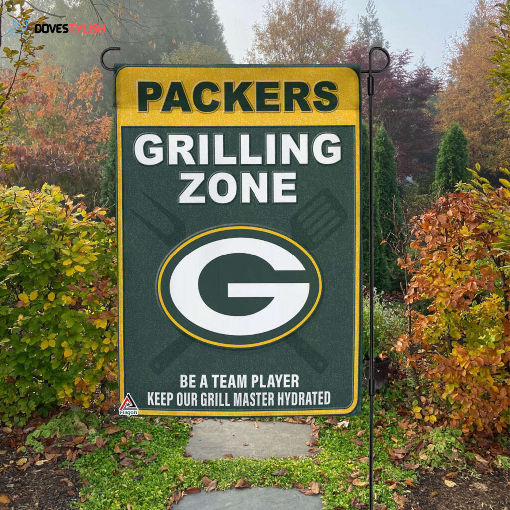 Green Bay Packers Grilling Zone Flag,Packers Football Fans BBQ Flag – House Garden Decor Gift