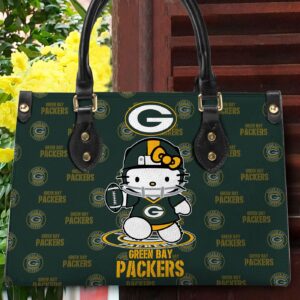 Green Bay Packers Kitty Women Custom Name Leather Hand Bag