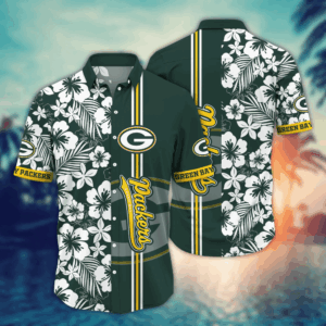 Green Bay Packers NFL Flower Hawaii Shirt   For Fans, Summer Football Shirts