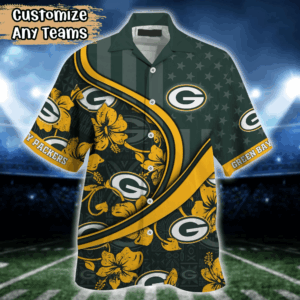 Green Bay Packers NFL US Flag Flower Hawaii Shirt  For Fans, Custom Summer Football Shirts