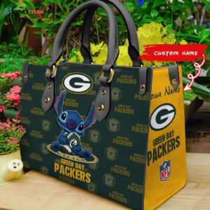 Green Bay Packers Stitch Women Custom Name Leather Hand Bag