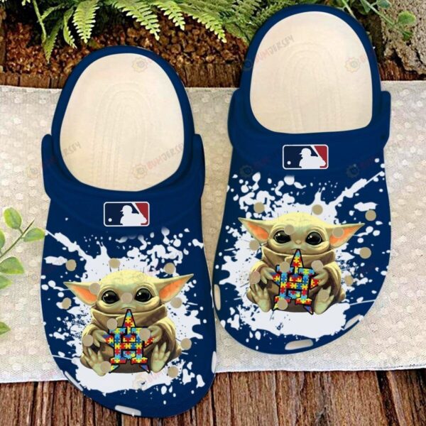 Houston Astros Baby Yoda Pattern Clogs Shoes Classic Clogs Shoes In Blue