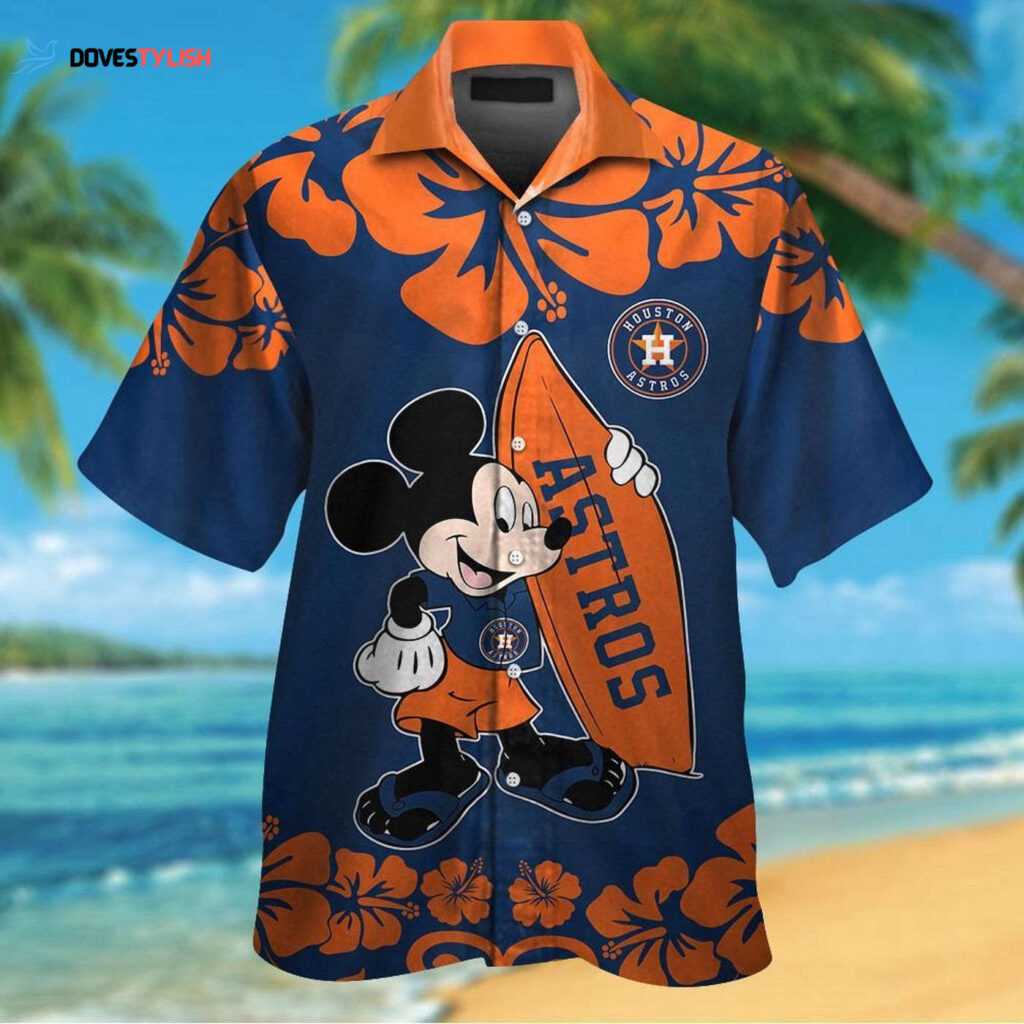Houston Astros Mickey Mouse Hawaiian Shirt Set for Men Women Kids – Short Sleeve Button Up Tropical Aloha Style