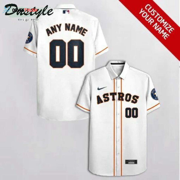 Custom Houston Astros White Hawaiian Shirt with Your Name and Number