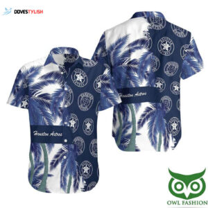 Stylish Houston Astros Coconut Tree Indigo Blue Hawaiian Shirt - Limited Edition