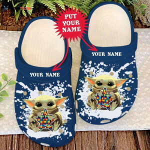 Houston Astros Yoda Pattern Custom Name Clogs Shoes Classic Clogs Shoes In Dark Blue