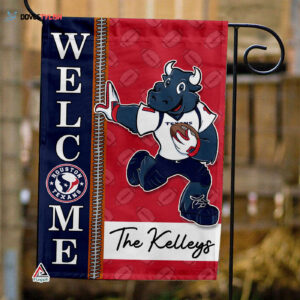 Houston Texans Football Flag, Toro Mascot Personalized Football Fan Welcome Flags, Custom Family Name NFL Decor - House Garden Decor Gift
