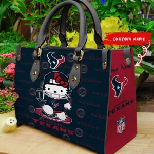Houston Texans Kitty Women Custom Name Leather Hand Bag